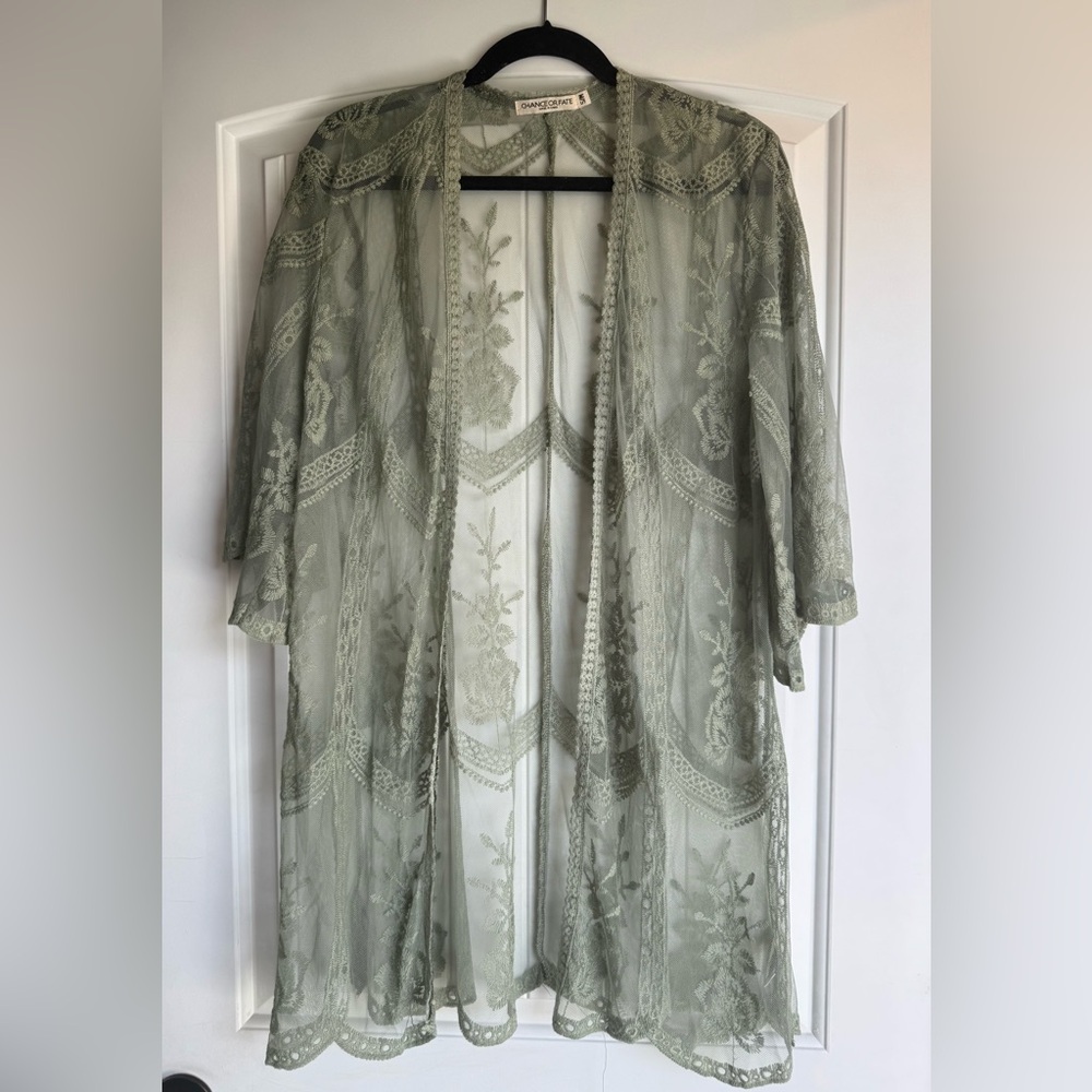 Sage Green Sheer Lace Cover-Up